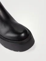 Uniqueform Leather Wedge Platform Knee-High Boots