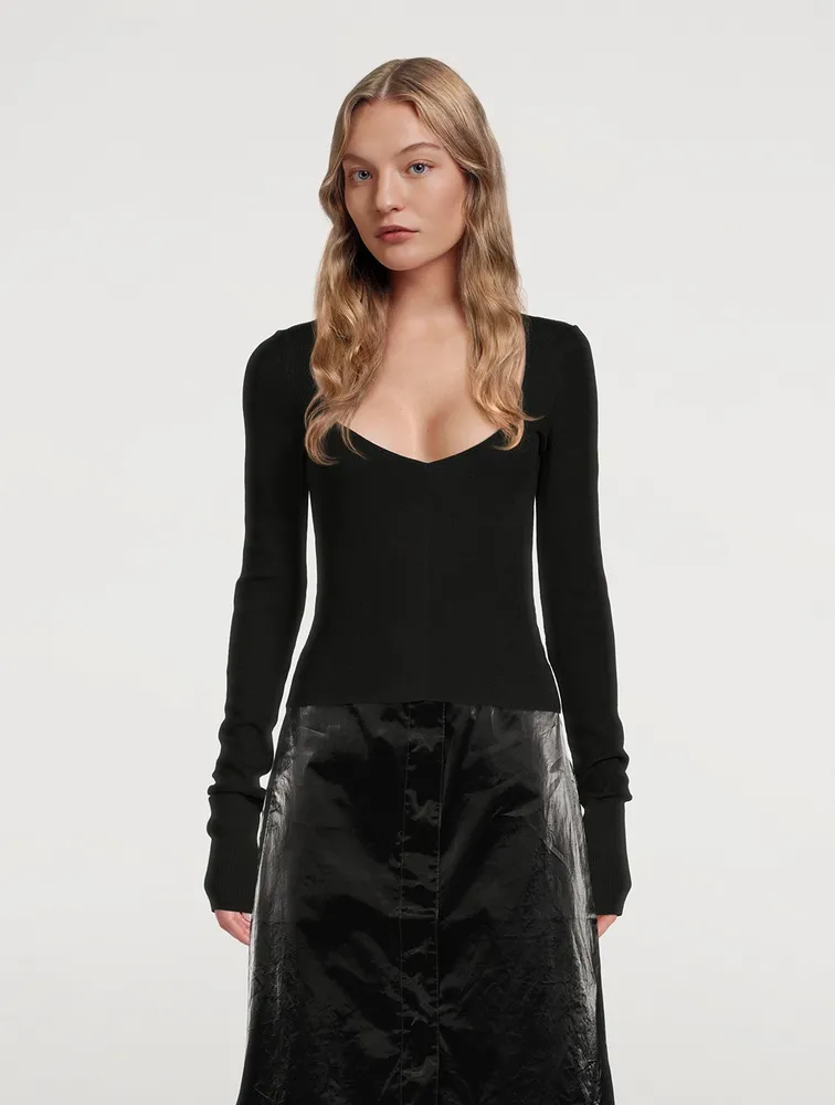 Olvera Knit Square Neck Long-Sleeve Top