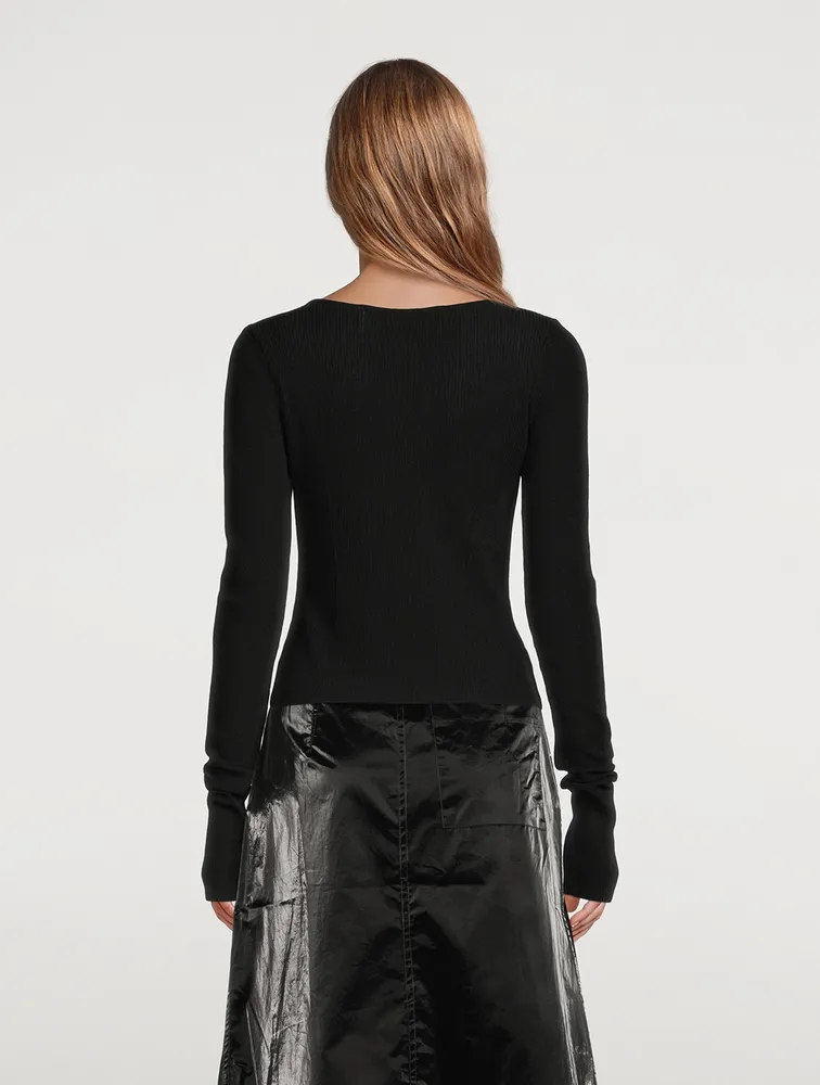 Olvera Knit Square Neck Long-Sleeve Top