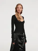 Olvera Knit Square Neck Long-Sleeve Top