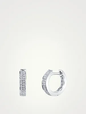 18K Gold Two-Row Huggie Hoop Earrings With Diamonds