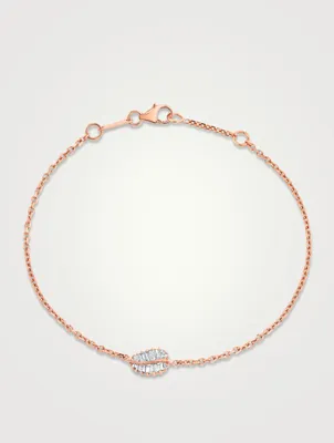 Small 18K Rose Gold Palm Leaf Bracelet With Diamonds
