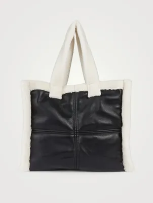 Large Lola Faux Shearling Tote Bag