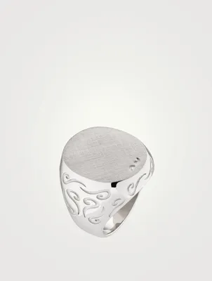 Ara Polished Silver Oval Signet Ring