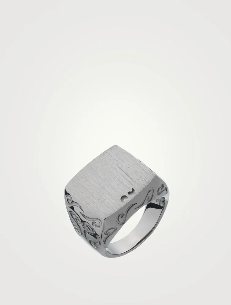 Ara Burnished Silver Square Signet Ring