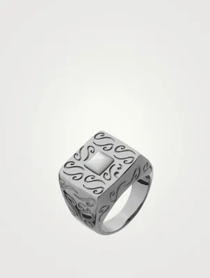 Ara Silver Square Ring With Mother-Of-Pearl