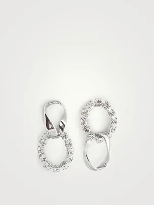 Asymmetrical Giant Chain And Crystal Chain Link Earrings With Crystals