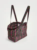 Large Organic Cotton Packable Tote Bag In Check Print