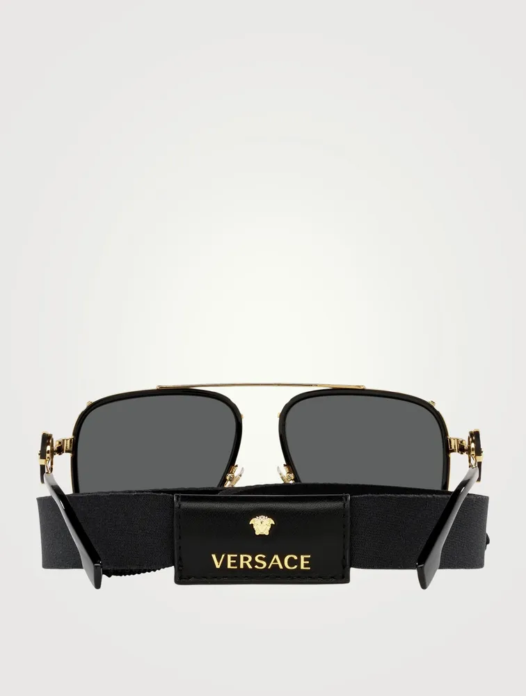 Square Aviator Sunglasses With Strap