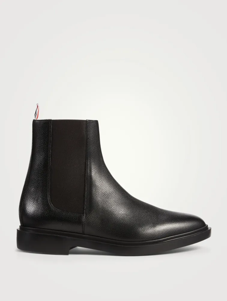 Pebble Grain Leather 4-Bar Chelsea Boots
