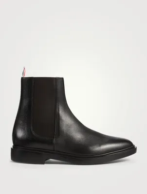 Pebble Grain Leather 4-Bar Chelsea Boots