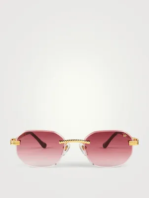 VF Hustler Drill Mount 24K Gold Rectangular Sunglasses