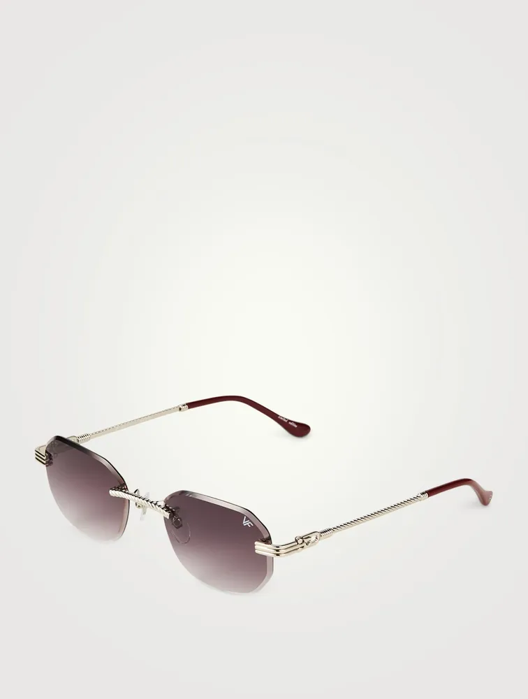 VF Hustler Drill Mount 24K Gold Rectangular Sunglasses