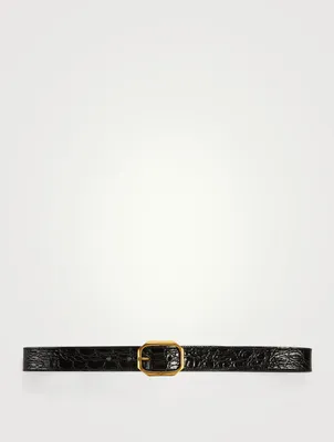 Crocodile Embossed Leather Belt
