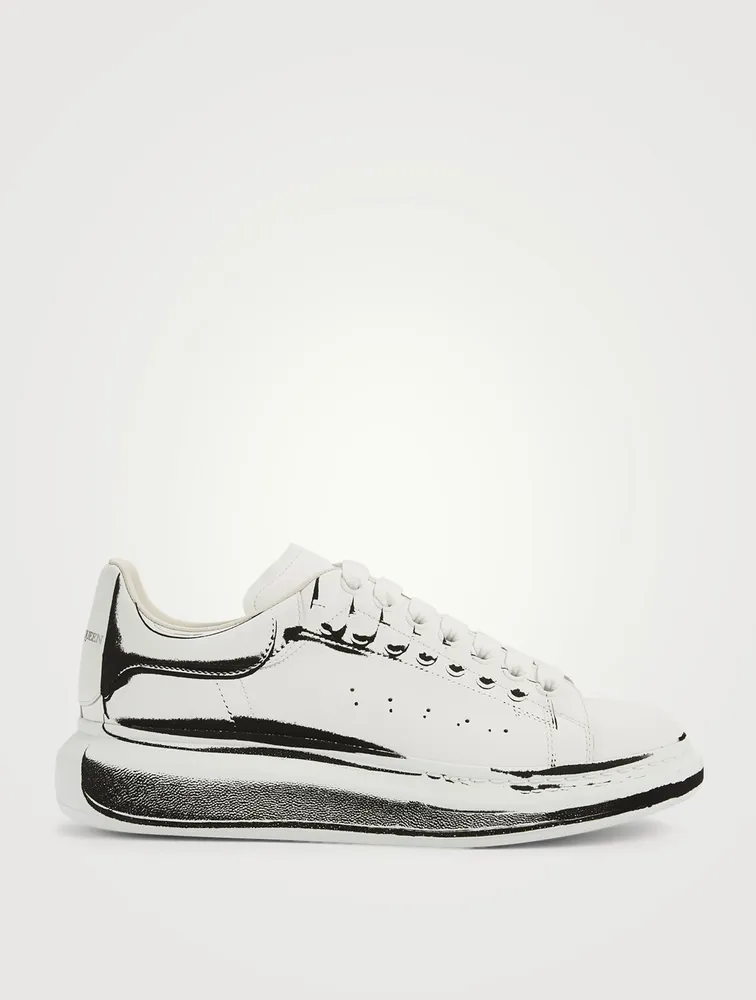 Oversized Leather Sneakers With Shoe-On-Shoe Print