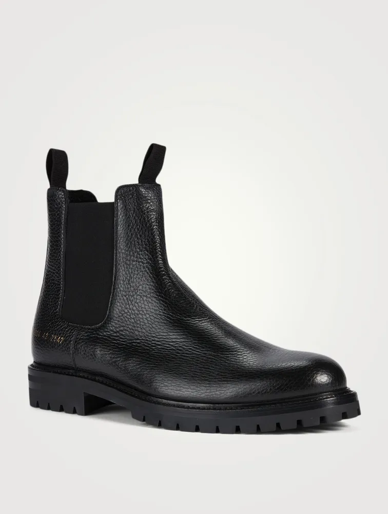 Pebbled Leather Chelsea Boots