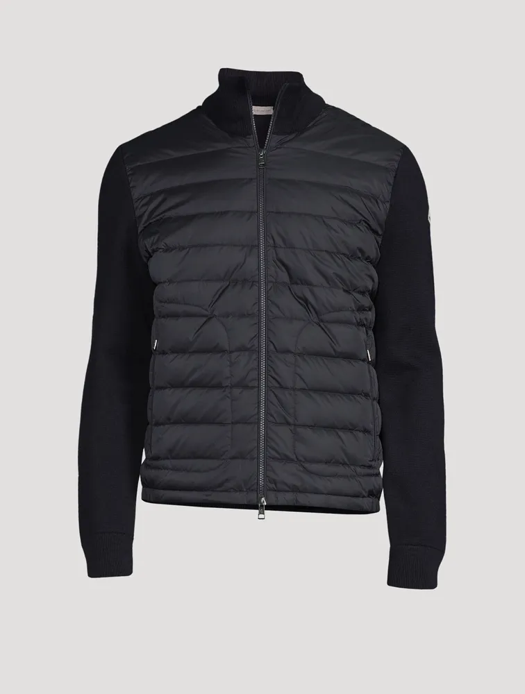 Wool-Blend Quilted Zip Cardigan