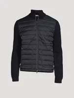 Wool-Blend Quilted Zip Cardigan