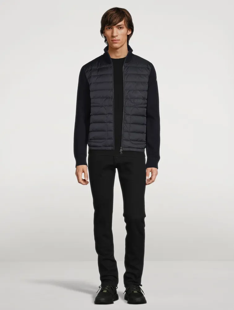 Wool-Blend Quilted Zip Cardigan