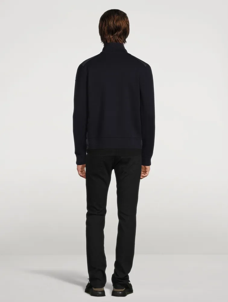 Wool-Blend Quilted Zip Cardigan