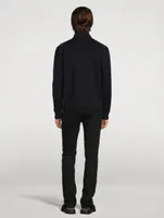 Wool-Blend Quilted Zip Cardigan