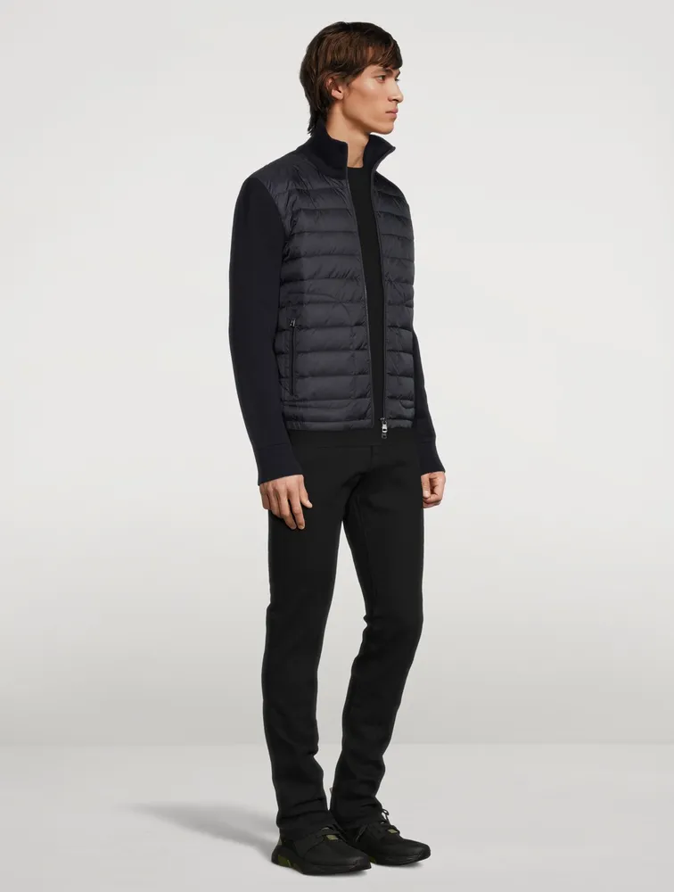 Wool-Blend Quilted Zip Cardigan