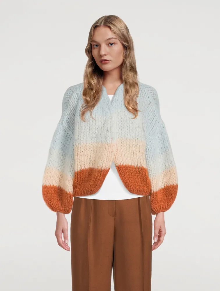 Big Colourblock Mohair Bomber Cardigan