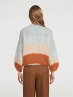 Big Colourblock Mohair Bomber Cardigan