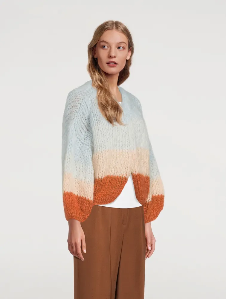 Big Colourblock Mohair Bomber Cardigan