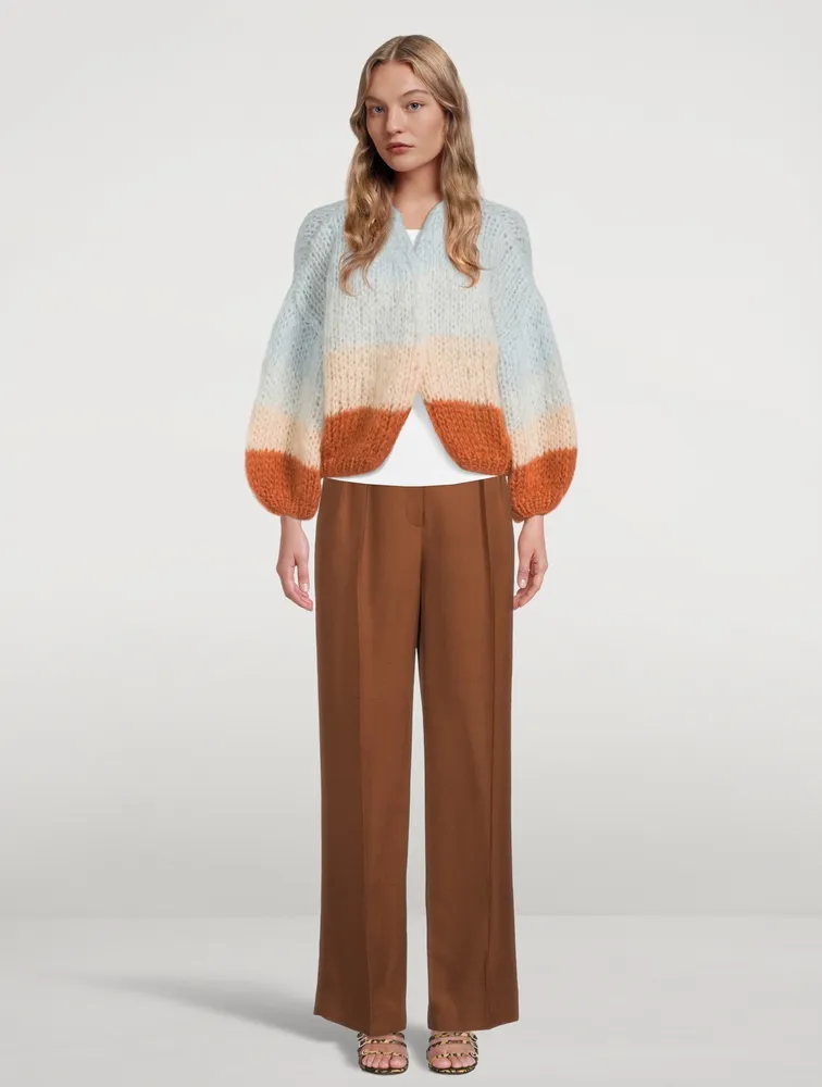 Big Colourblock Mohair Bomber Cardigan