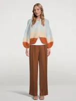 Big Colourblock Mohair Bomber Cardigan