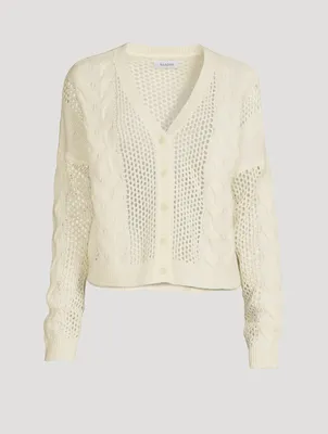 Open Cable Merino Wool Cashmere Cardigan