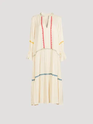 Dom V-Neck Long Dress With Triangle Applique