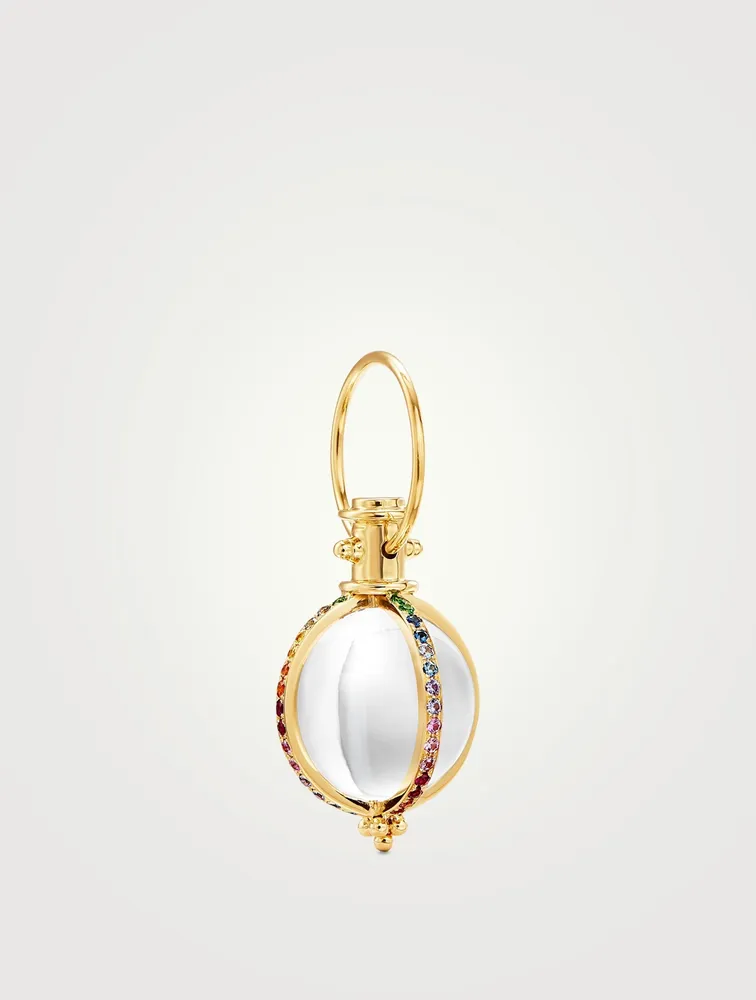 18K Classic Rainbow Crystal Amulet With Sapphire