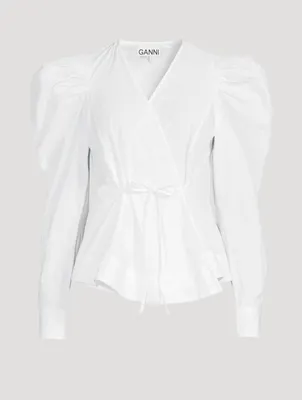 Cotton Poplin Wrap Top