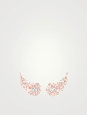 Small Plume De Paon Gold Ear Clips With Diamonds