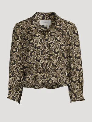Gwen Long-Sleeve Crop Top Floral Print