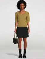Fleur Pleat-Sleeve Wool Sweater