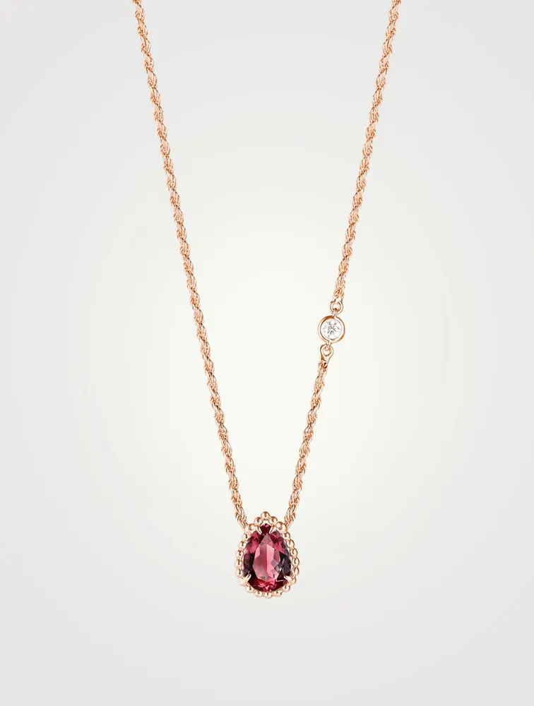 XS Serpent Bohème Rose Gold Pendant Necklace With Rhodalite And Diamonds