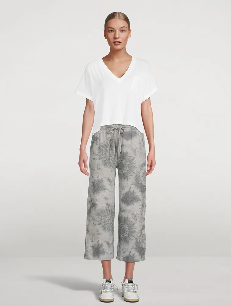 Wide-Leg Cropped Sweatpants