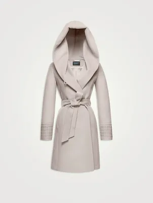 Alpaca Wool Midi Wrap Coat with Hood