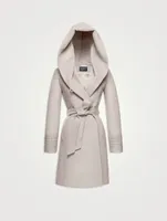 Alpaca Wool Midi Wrap Coat with Hood