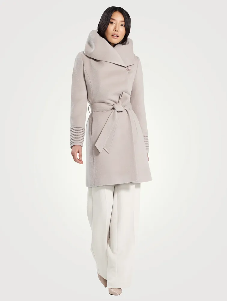 Alpaca Wool Midi Wrap Coat with Hood