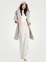Alpaca Wool Midi Wrap Coat with Hood