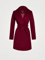 Alpaca Shawl-Collar Midi Wrap Coat