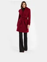 Alpaca Shawl-Collar Midi Wrap Coat