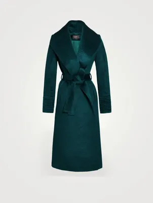 Alpaca Shawl-Collar Long Wrap Coat