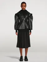 Pleated Georgette Midi Skirt With Gathered Front
