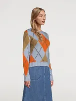 Wool And Mohair Argyle Knit Sweater