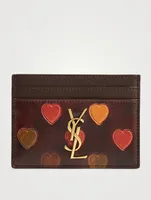 Heart-Embossed Leather Card Case